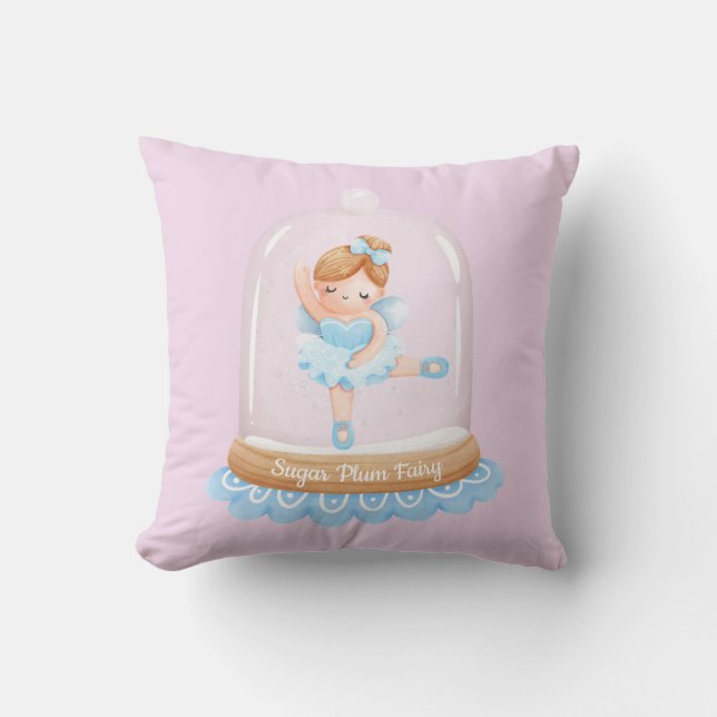 Nutcracker Blue Sugar Plum Fairy Christmas Throw Pillow (Front)