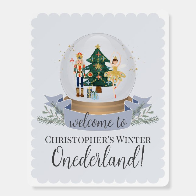 Nutcracker Blue Winter Onederland birthday welcome Foam Board (Front)