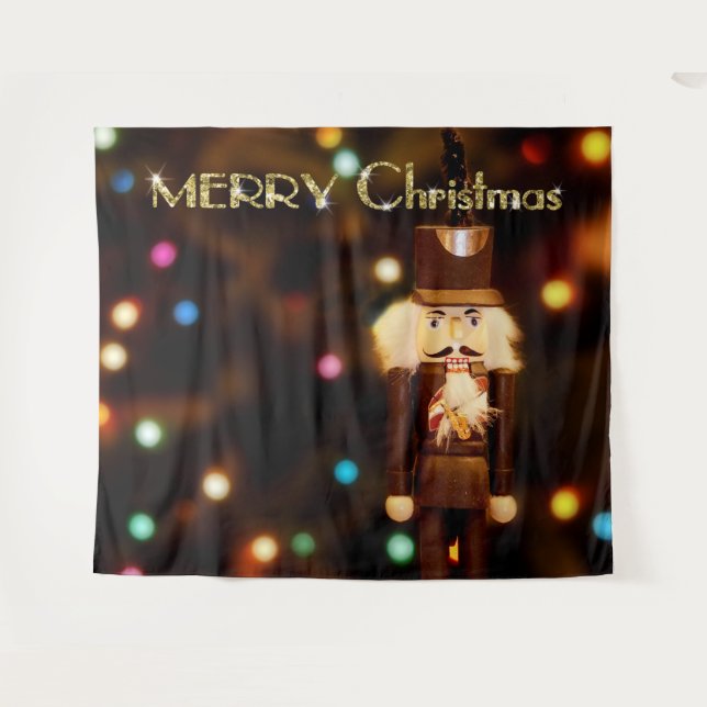 Nutcracker Bokeh Christmas Photo Booth Backdrop (Front (Horizontal))