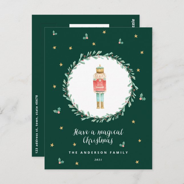 Nutcracker botanical cute Christmas Postcard (Front/Back)
