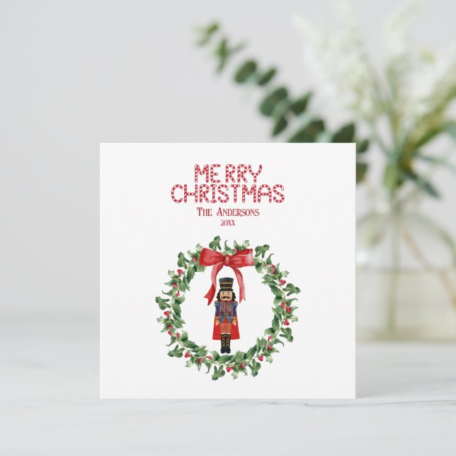 Nutcracker Bow Elegant Coquette Merry Christmas Holiday Card (Standing Front)