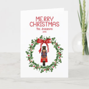 Nutcracker Bow Merry Christmas Folded Holiday Card