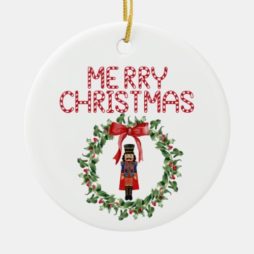 Nutcracker Bow Merry Christmas Holiday Ornament