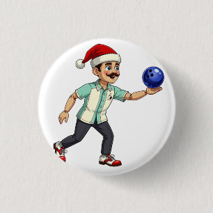 Nutcracker Bowling Christmas Sports Holiday Xmas Button