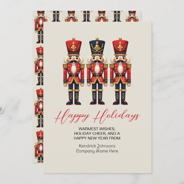 Nutcracker Business Corporate Happy Holiday Cards (Front/Back)