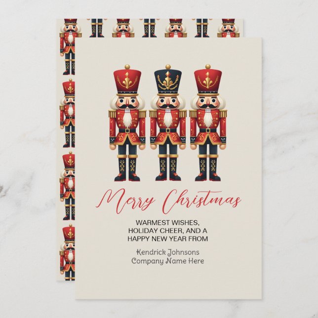 Nutcracker Business Work Merry Christmas Cards (Front/Back)