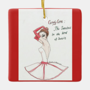 Nutcracker Candy Cane ornament. Ceramic Ornament