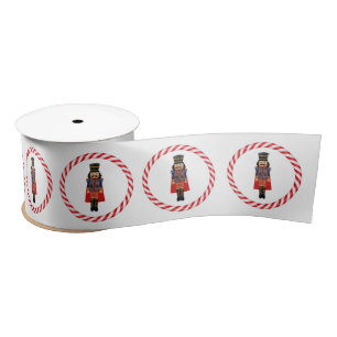 Nutcracker & Candy Cane White Christmas Ribbon