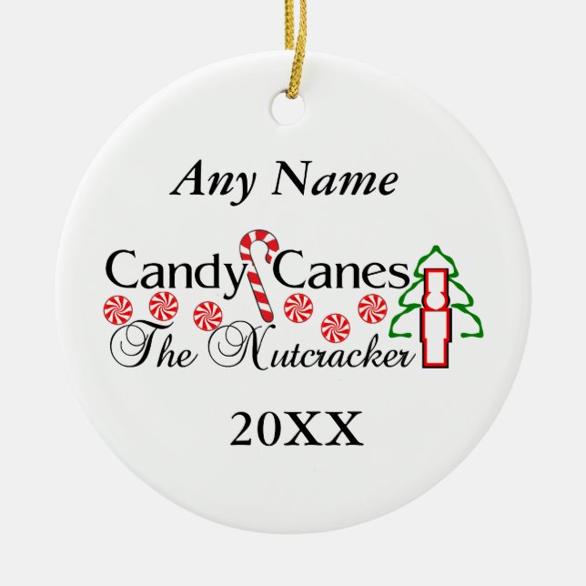 Nutcracker Candy Canes Ceramic Ornament (Front)