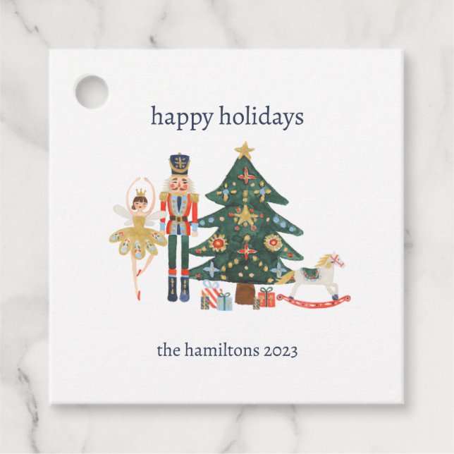 Nutcracker characters holiday favor tag (Front)