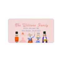 Nutcracker Characters Pink Holiday Address Label