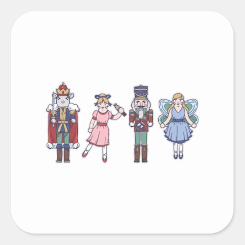 Nutcracker characters square sticker