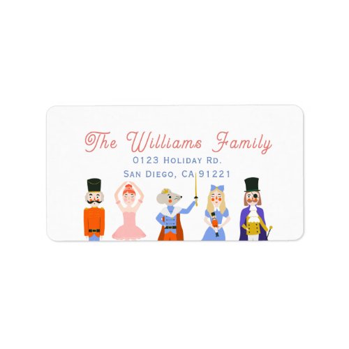 Nutcracker Characters White Holiday Address Label