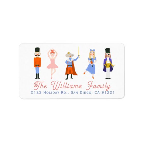 Nutcracker Characters White Holiday Address Label