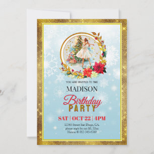 Nutcracker Christmas Ballerina Birthday Holiday Card