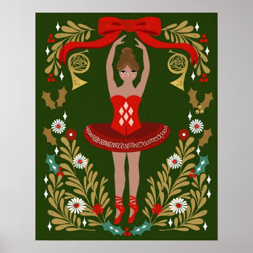 Nutcracker Christmas Ballerina Poster