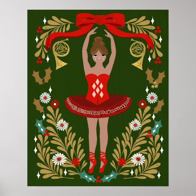 Nutcracker Christmas Ballerina Poster (Front)