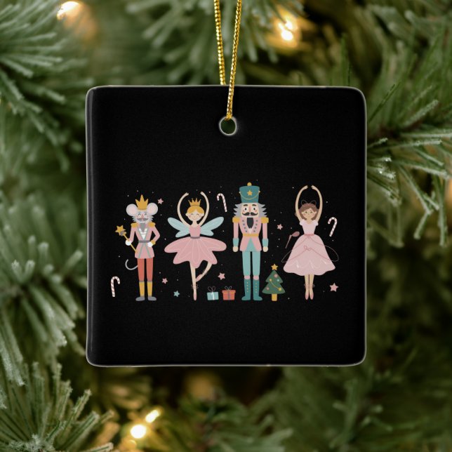 Nutcracker Christmas Ballet Cute Holiday Ceramic Ornament (Tree)
