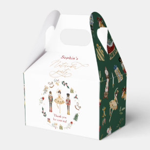 Nutcracker Christmas birthday party green gold Favor Boxes