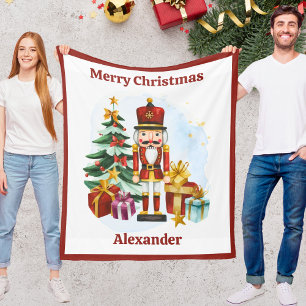 Nutcracker Christmas Blanket for Kids With Name