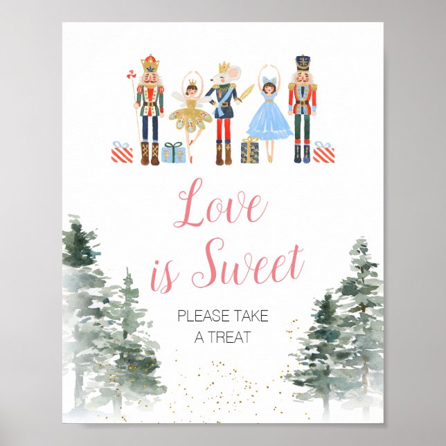 Nutcracker Christmas Bridal Shower Love is Sweet Poster (Front)
