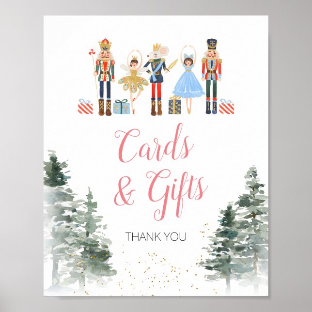 Nutcracker Christmas Bridal Shower Tea Cards Gifts Poster (Front)