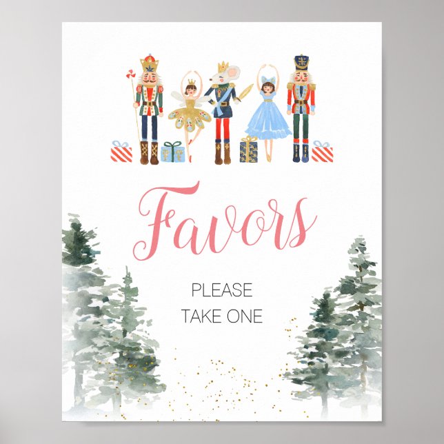 Nutcracker Christmas Bridal Shower Tea Favors Poster (Front)