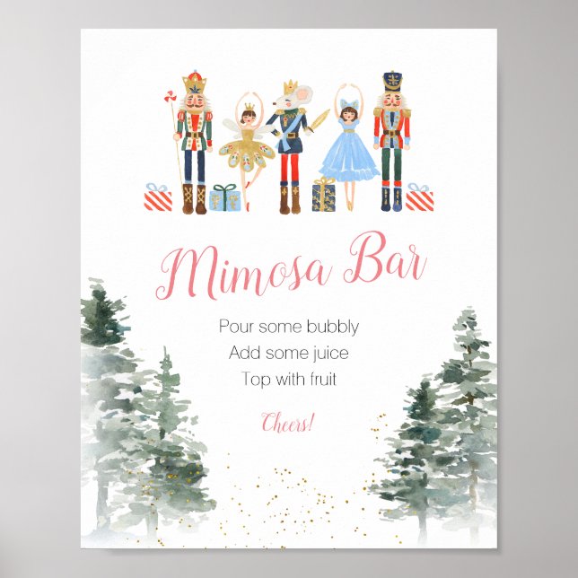 Nutcracker Christmas Bridal Shower Tea Momosa Bar Poster (Front)