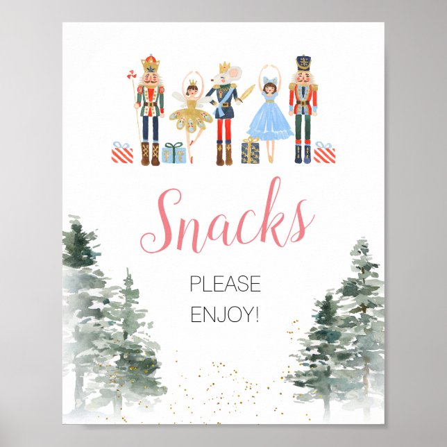 Nutcracker Christmas Bridal Shower Tea Snacks Poster (Front)