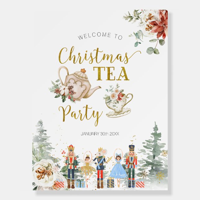 Nutcracker Christmas Bridal Shower Tea Welcome Foam Board (Front)