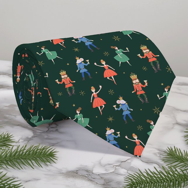 Nutcracker Christmas Cocktails Pattern w/ Monogram Neck Tie (Creator Uploaded)