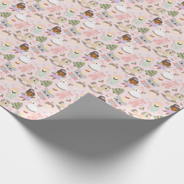 Nutcracker Christmas Cute Hand-Drawn Pastel  Wrapping Paper (Corner)