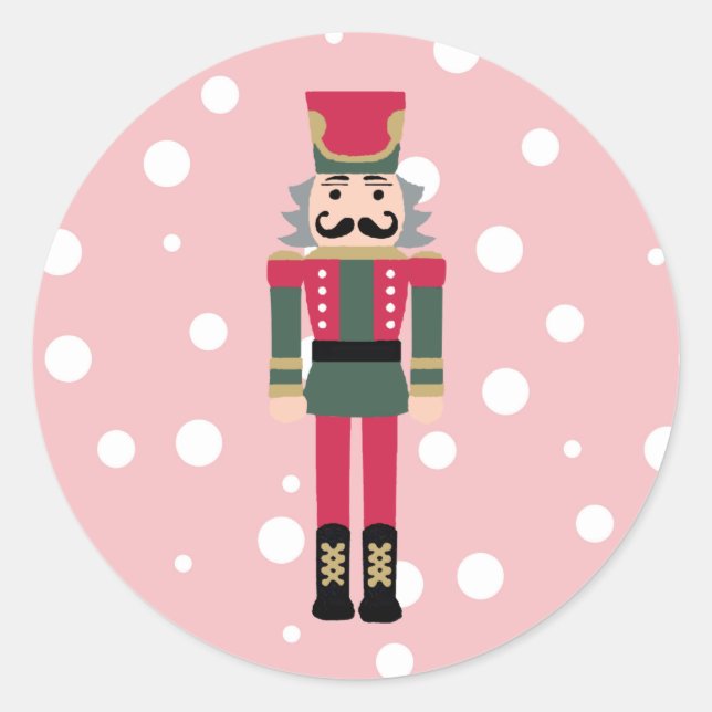 Nutcracker Christmas Design Classic Round Sticker (Front)