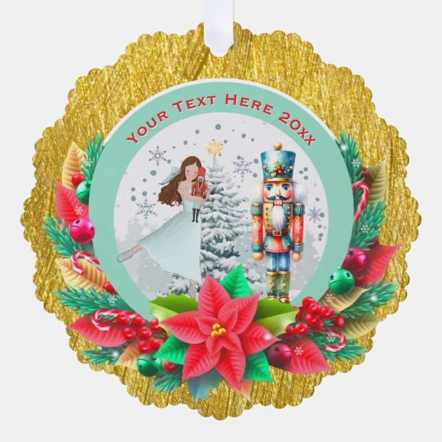 Nutcracker Christmas, Family Holiday Keepsake Gift Ornament Card (Front)