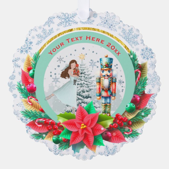 Nutcracker Christmas, Family Holiday Keepsake Gift Ornament Card (Front)