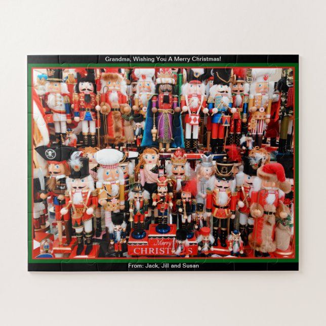 Nutcracker Christmas Gift for Grandma Custom Names Jigsaw Puzzle (Horizontal)