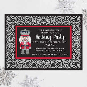 Nutcracker Christmas Glitter Holiday Party Invitation