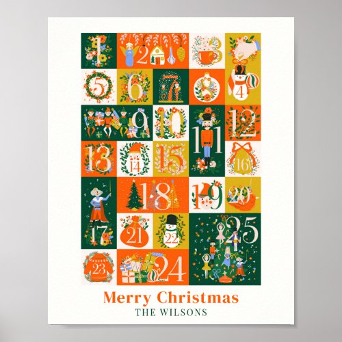 Nutcracker Christmas Holiday Advent Calendar Poster