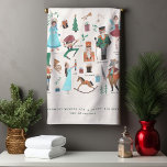 Nutcracker | Christmas Holiday | Kitchen Towel<br><div class="desc">Beautiful, whimsical, and magical Christmas nutcracker ballet tea towel. Hand drawn illustrations on this festive throw pillow. This design features nutcracker mouse king, nutcracker ballet dancers, candy cane, flowers, holly, Clara, Drosselmeyer, Harlequin, Sugar Plum Fairy are all incorporated into this nutcracker Christmas pattern. All illustrations are hand-drawn original Artwork by...</div>
