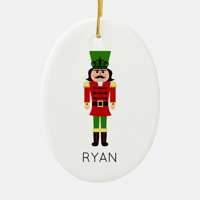 Nutcracker Christmas Holiday NAME Classic Ceramic Ornament (Front)