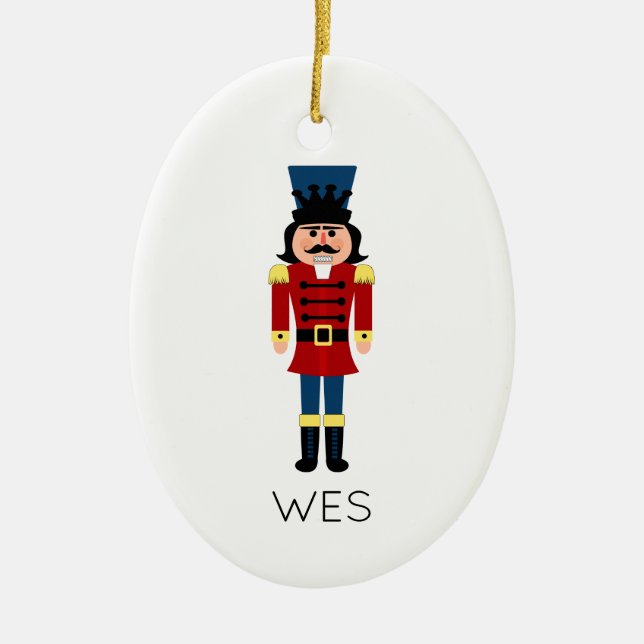 Nutcracker Christmas Holiday NAME Classic Ceramic Ornament (Front)