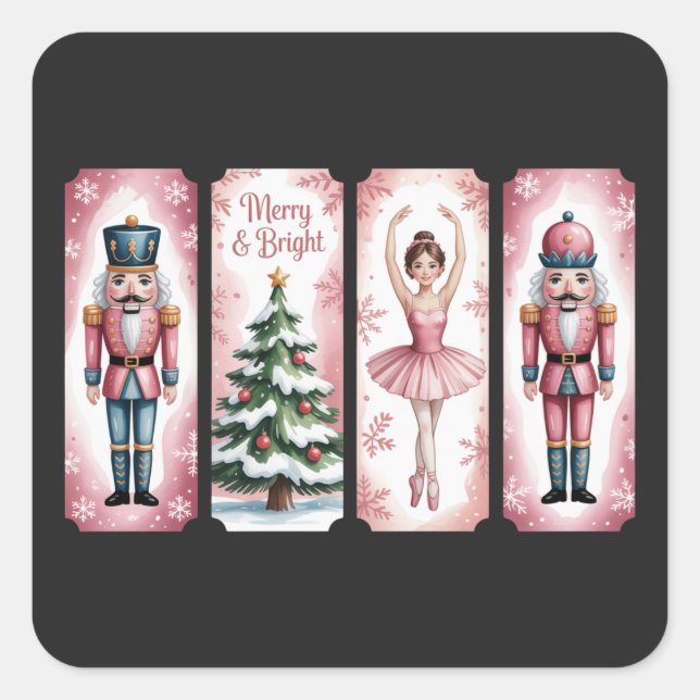 Nutcracker Christmas Holiday Party Gift Festive  Square Sticker (Front)