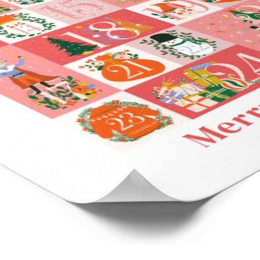 Nutcracker Christmas Holiday Pink Advent Calendar Poster Zazzle