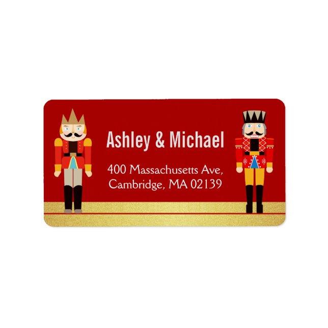 Nutcracker Christmas Holiday Red Gold Glitter Label (Front)
