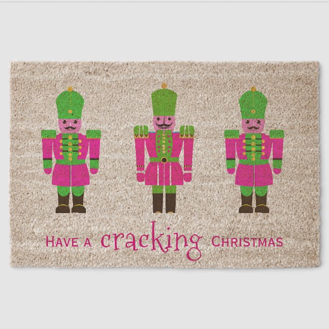Nutcracker Christmas hot pink  Fiber Doormat (Front)