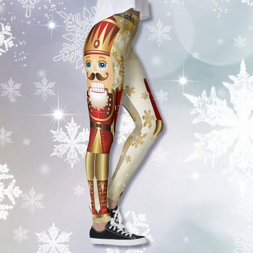 Nutcracker Christmas Leggings Gold Snow