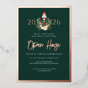 Nutcracker Christmas Open House Script Foil Invitation