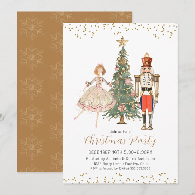 Nutcracker Christmas Party Invitation (Front/Back)