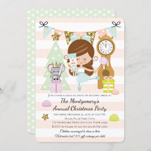 Nutcracker Christmas Party Invitations Brunette