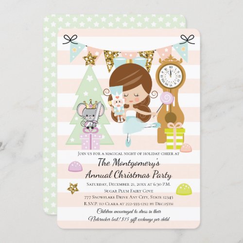 Nutcracker Christmas Party Invitations Brunette